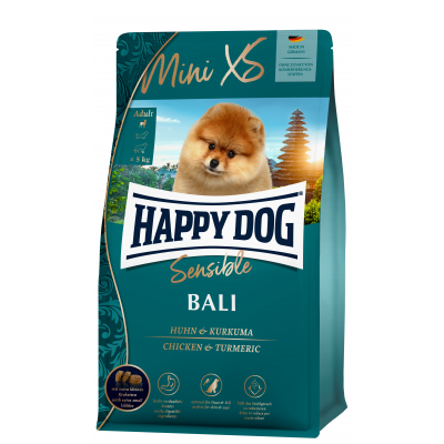 Happy Dog Mini XS Sensible Bali 27/16 - сухой корм для взрослых собак мелких пород весом до 5 кг с чувствительным пищеварением (птица, куркума)