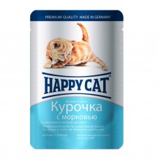 Happy Cat - паучи для котят (курочка с морковью, кусочки в соусе), 100г