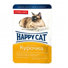 Happy Cat - паучи для взрослых стерилизованных кошек (курочка, кусочки в желе), 100г