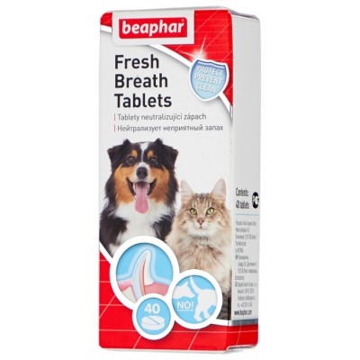 Beaphar Fresh Breath Tablets - таблетки для собак и кошек с хлорофиллом против запаха из пасти, 40 табл. (арт. 13250) 