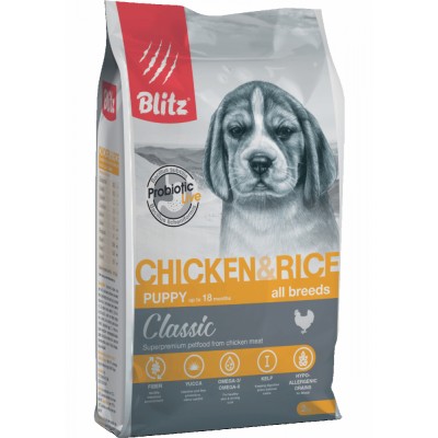Blitz Classic Puppy All Breeds Chicken & Rice - сухой корм для щенков, курица и рис