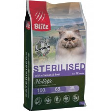 Blitz Holistic Adult Sterilised Cats Chicken & Liver - сухой корм для взрослых кошек, курица и печень