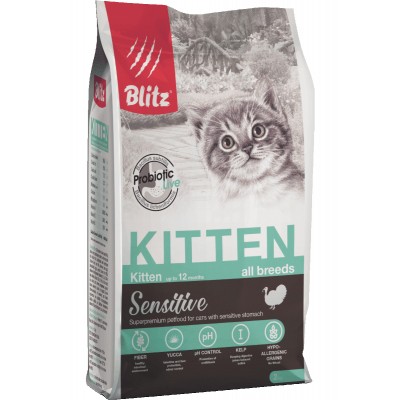 Blitz Sensitive Kitten Turkey - сухой корм для котят, индейка