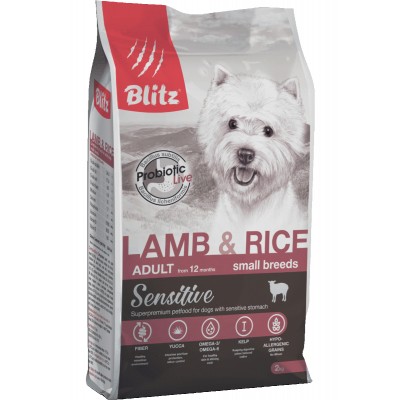 Blitz Sensitive Adult Small Breed Lamb & Rice - сухой корм для взрослых собак мелких пород, ягненок и рис