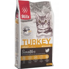 Blitz Sensitive Adult Cats All Breeds Turkey - сухой корм для взрослых кошек, индейка
