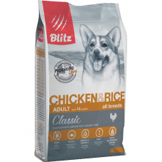 Blitz Classic Adult All Breeds Chicken & Rice - сухой корм для взрослых собак, курица и рис