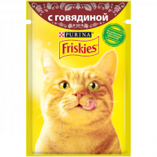 Friskies - влажный корм для кошек кусочки в подливе c говядиной, 85 гр.