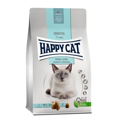 Happy Cat Sensitive Magen & Darm (Stomach & Intestinal) - сухой корм для кошек для поддержки пищеварительного тракта, утка с рисом