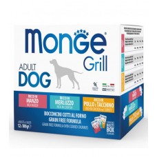 Monge Dog Grill MULTIBOX - набор паучей для собак, говядина, треска, цыпленок и индейка, 12шт*100 гр