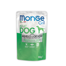MONGE GRILL POUCH LAMB/VEGET - Влажный корм (пауч) для собак с кусочками ягненка и овощами (100 г)