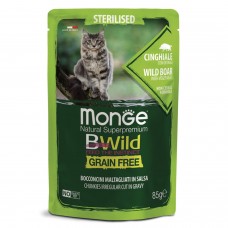 Monge BWild Grain Free - паучи для стерилизованных кошек, мясо дикого кабана, овощи, 85 гр.