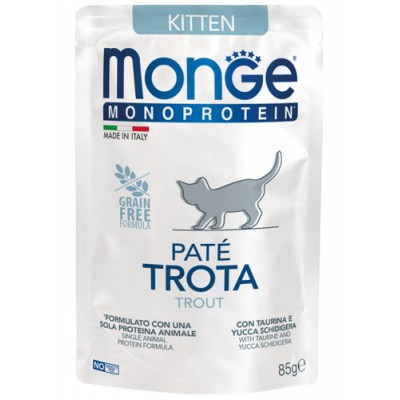 Monge Mono PATE KITTEN TROUT - монопротеиновый паштет для котят, форель, 85 гр.