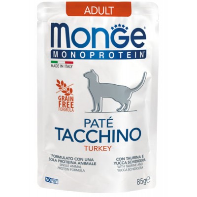 Monge Mono PATE TURKEY - монопротеиновый паштет для взрослых кошек, индейка, 85 гр.