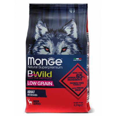 Monge BWild Adult Deer Low Grain - низкозерновой сухой корм для взрослых собак всех пород, с мясом оленя