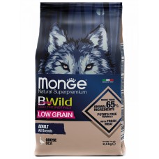 Monge BWild Adult All Breeds Goose Low Grain - низкозерновой сухой корм для взрослых собак всех пород, с мясом гуся