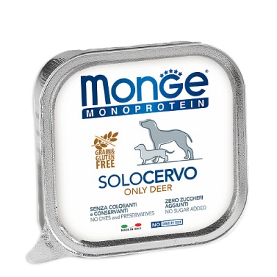 MONGE DOG SOLO DEER - Монопротеиновый консервированный корм для собак, с олениной (150 г)