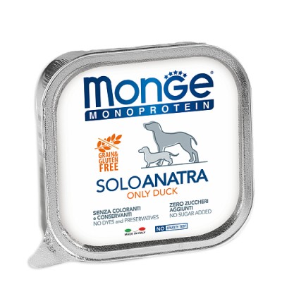 MONGE DOG SOLO DUCK - Монопротеиновый консервированный корм для собак, с уткой