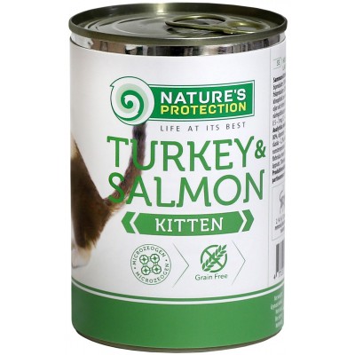 Nature's Protection Kitten Turkey & Salmon полноценный корм для котят c мясом индюка и лососем 400 г