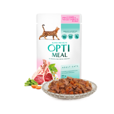 Optimeal Adult Cat Lamb - паучи для взрослых кошек с ягненком и овощами в желе (12шт*85 г)