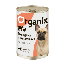 Organix - беззерновые консервы для собак с говядина с перепелкой