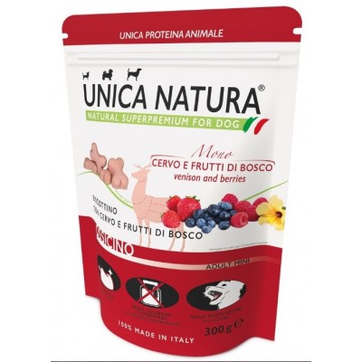 Unica Natura MONO OSSICINO - печенье для взрослых собак мелких пород, с олениной и дикими ягодами, 300 г