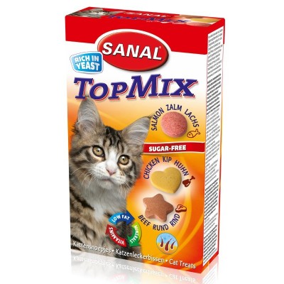 Витаминизированные лакомства для кошек Sanal TopMix (дрожжи, говядина, лосось и курица) 85 табл. (арт. ВЕТ SC3500)