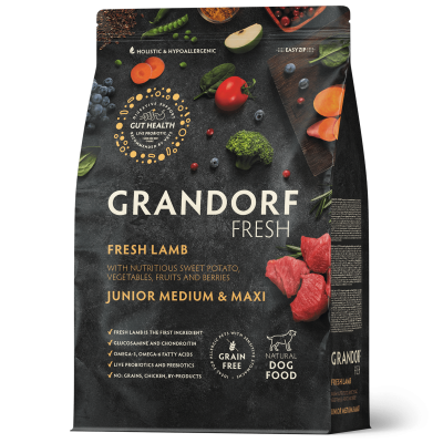 Grandorf Fresh Junior Medium Maxi Lamb & Sweet Potato - беззерновой корм для юниоров средних и крупных, ягненок с бататом