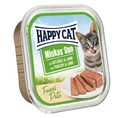 Happy Cat Adult Minkas DUO Poultry&Lamb - паштет для кошек, птица с ягненком, 100 г