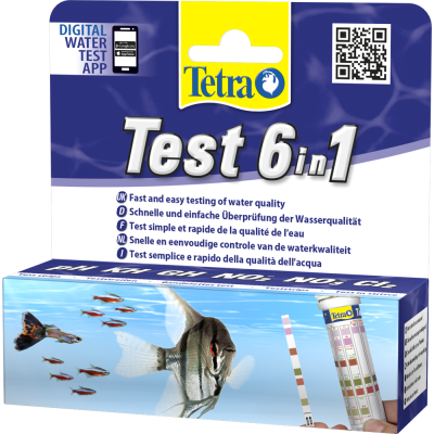 Tetra Test 6 in 1 - тестовые полоски для определения основных 6 показателей качества воды (25 шт) (арт. DAI704154/175488)