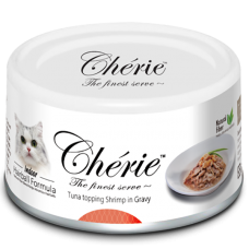Cherie in Gravy Hairball - Консервы для кошек, микс желтоперого и полосатого тунца с креветками в подливе, 80 г 