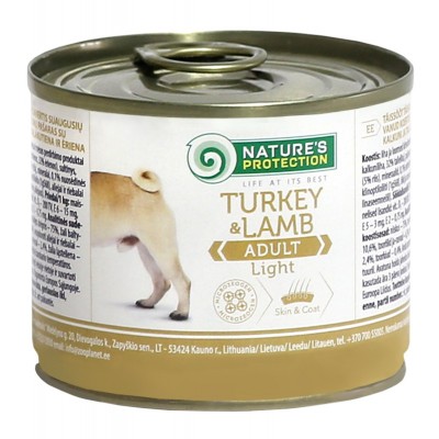 Nature’s Protection - консервы для собак, склонных к полноте с мясом индейки и ягненка (200 гр.)