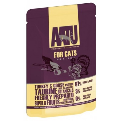 AATU беззерновые паучи для кошек с индейкой и гусем, 97/3 FOR CATS TURKEY & GOOSE, 85 г