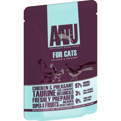AATU беззерновые паучи для кошек с курицей и фазаном, 97/3 FOR CATS CHICKEN & PHEASANT, 85 г