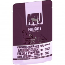 AATU беззерновые паучи для кошек с курица и перепелом, 97/3 FOR CATS CHICKEN & QUAIL, 85 г