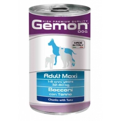 GEMON MAXI ADULT TUNA - Консервированный корм для собак крупных пород с тунцом (1250 г)