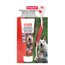 Beaphar TOOTH BRUSH+PASTE combipack - Паста для чистки зубов у кошек 100 г + зубная щетка (арт. DAI15407) 