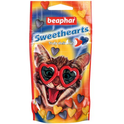 Beaphar Sweet Hearts - Лакомство для котов в виде разноцветных сердечек (арт. DAI16110, DAI10675)