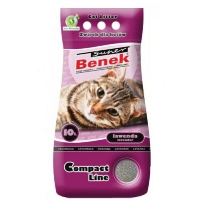Super Benek Compact Lawenda - наполнитель комкующийся из бентонита с запахом лаванды (мелкая фракция)