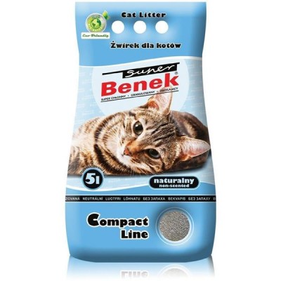 Super Benek Compact Naturalny - наполнитель комкующийся бентонитовый для котов (мелкая фракция)