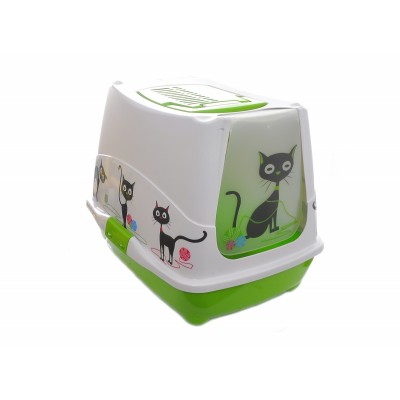 Туалет-домик "Trendy funny" для кошки с угольным фильтром, 50х41х39, цвет киви "Moderna"