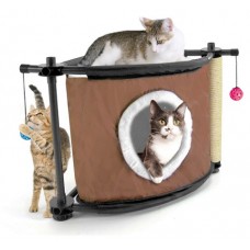 Угловой игровой комплекс для кошек с когтеточкой "Сонное царство", 44x45x45 см, сизаль, Kitty City