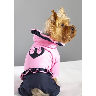 Комбинезон для собак "Шелковое сердце" черно-розовый (модель 2012-23)