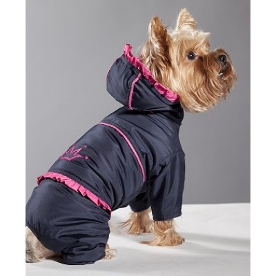 Комбинезон зимний для собак "Корона" черно-розовый (модель 2012-68)