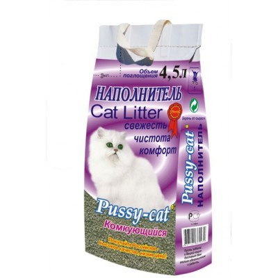 Pussy-Сat комкующийся - наполнитель бентонитовый без запаха для кошек и котят