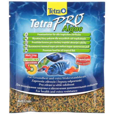 TetraPro Algae Корм в виде чипсов для всех видов тропических рыб (дополнительная защита организма) 12 г., пакет 25 шт (арт. DAI710241/149397)