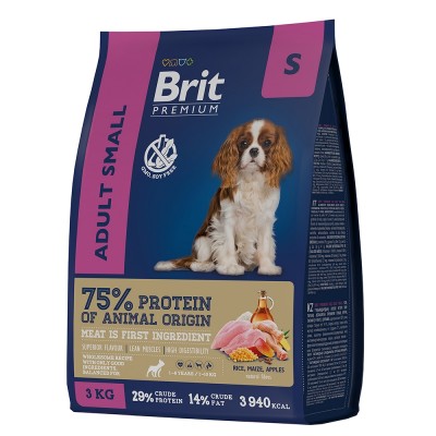 Brit Premium Nature Adult S - корм с курицей для взрослых собак мелких пород (1-10 кг)