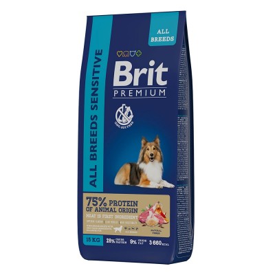 Brit Premium Sensitive Lamb & Turkey - корм для взрослых собак с чувствительным пищеварением, ягненок и индейка