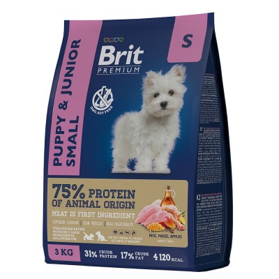 Brit Premium Puppy Junior Small - корм с курицей для щенков и молодых собак мелких пород (1-10 кг)