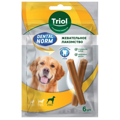 Triol Dental Norm Maxi Dog Лакомство для собак крупных пород, жевательные палочки 240 г (1 уп. 6шт) (арт. 10161007)