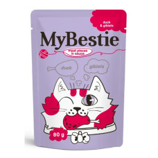 MyBestie Adult Cat Duck Giblets - мясные кусочки в соусе для кошек, утка и потрошки, 80 г